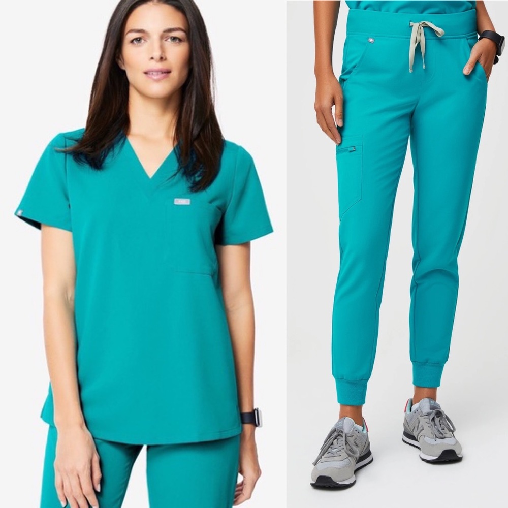 Teal Blue Figs Scrub Set